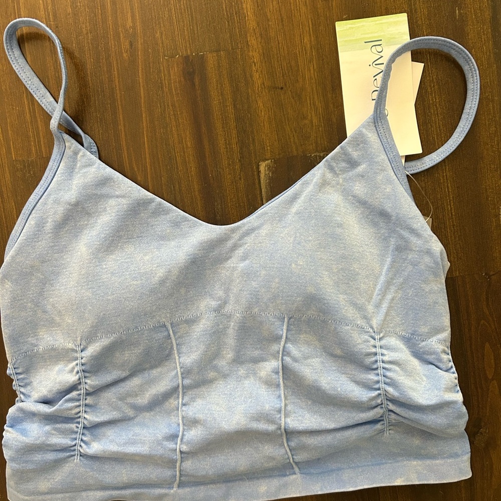 Light Blue Ruched Crop Top